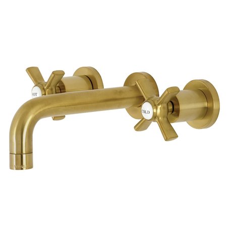 KINGSTON BRASS KS8127ZX Millennium 2-Handle Wall Mount Bathroom Faucet, Brushed Brass KS8127ZX